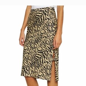 NWT Good American zebra print bias midi skirt